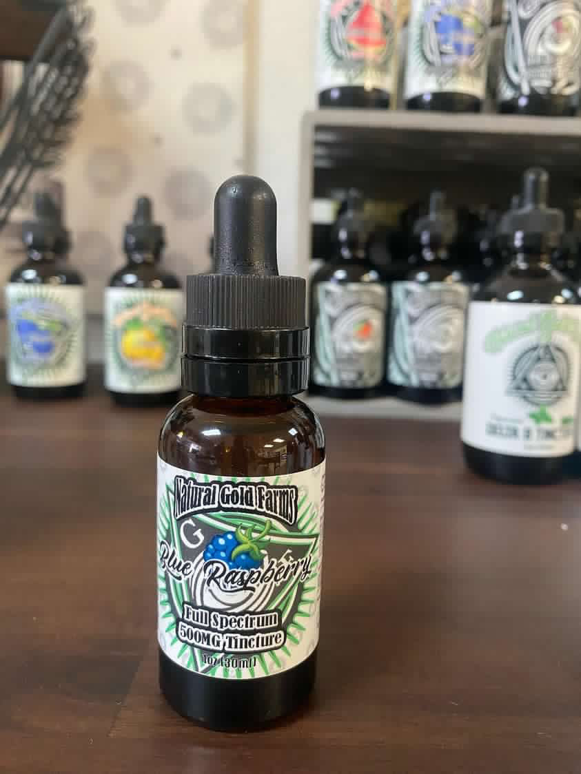 Natural Gold Farms Tincture Full Spectrum Blue Raspberry 500mg