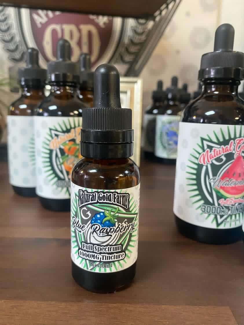 Natural Gold Farms Tincture Full Spectrum Blue Raspberry 1000mg